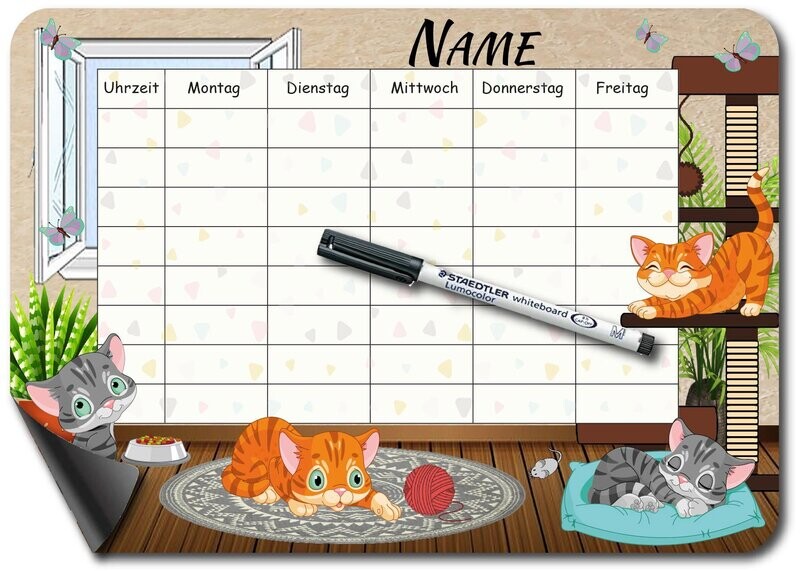 Stundenplan Magnet Motiv: Katzen - personalisiert Stundenplan Magnet Motiv: Katzen - personalisiert