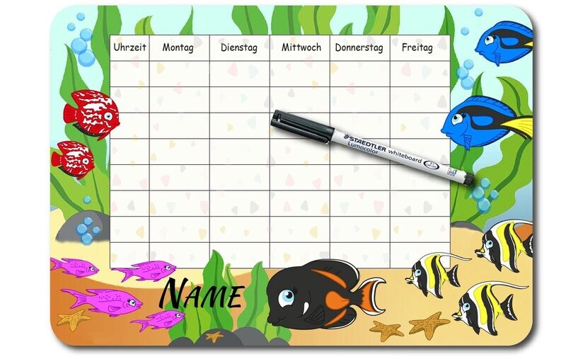 Stundenplan - PVC-Schild - Motiv: Aquarium - personalisiert Stundenplan - PVC-Schild - Motiv: Aquarium - personalisiert