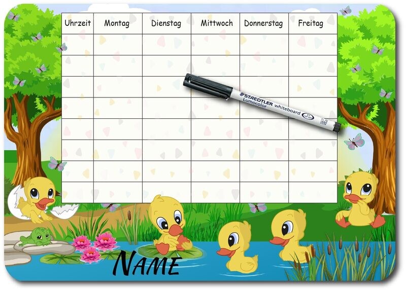 Stundenplan - PVC-Schild - Motiv: Enten - personalisiert Stundenplan - PVC-Schild - Motiv: Enten - personalisiert