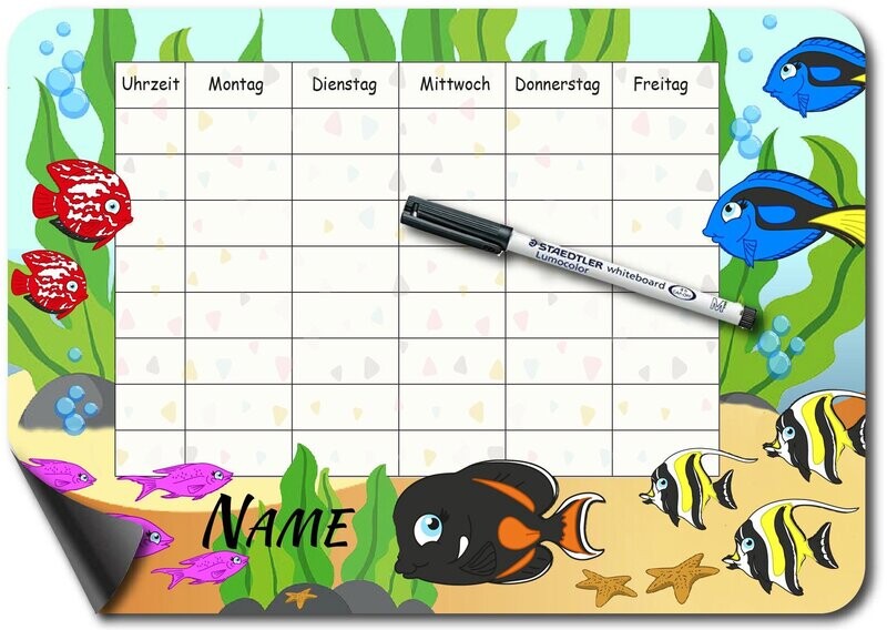 Stundenplan Magnet Motiv: Aquarium - personalisiert Stundenplan Magnet Motiv: Aquarium - personalisiert