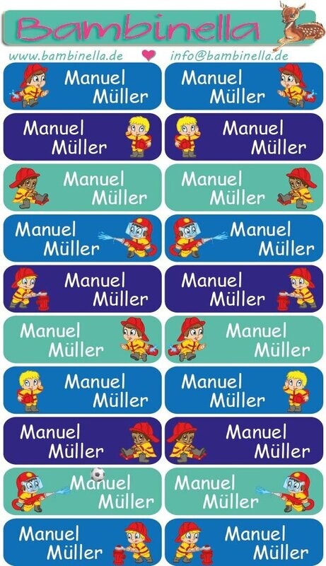 Namensticker Namensticker "Mischung Feuerwehrbuben" - 60 Klebeetiketten