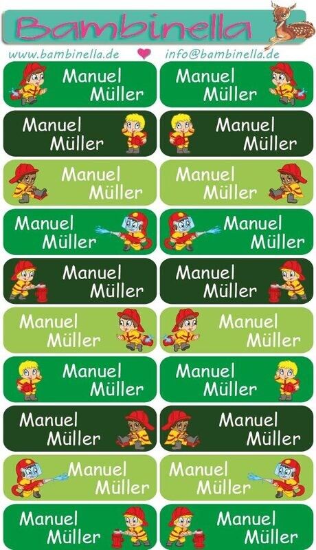 Namensticker Namensticker "Mischung Feuerwehrbuben" - 60 Klebeetiketten