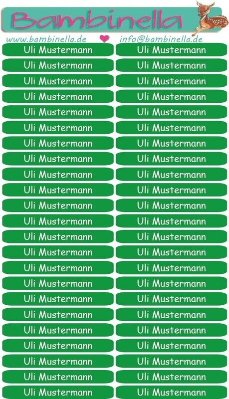 Namensticker für Stifte - mittelgrün - mind. 138 Klebeetiketten - von der Namenslänge abhängig