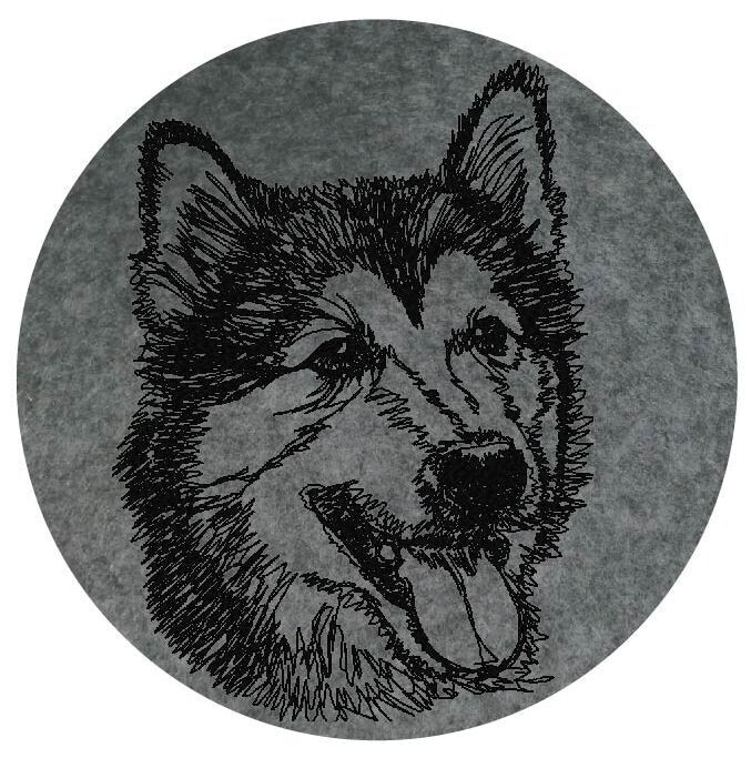 Filzuntersetzer für Gläser und Tassen - bestickt - Husky Filzuntersetzer für Gläser und Tassen - bestickt - Husky