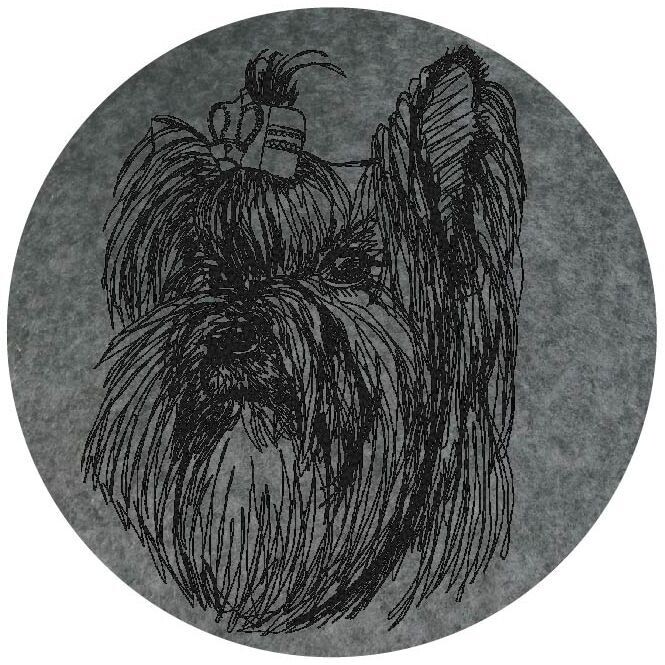 Filzuntersetzer für Gläser und Tassen - bestickt - Yorkshire Terrier