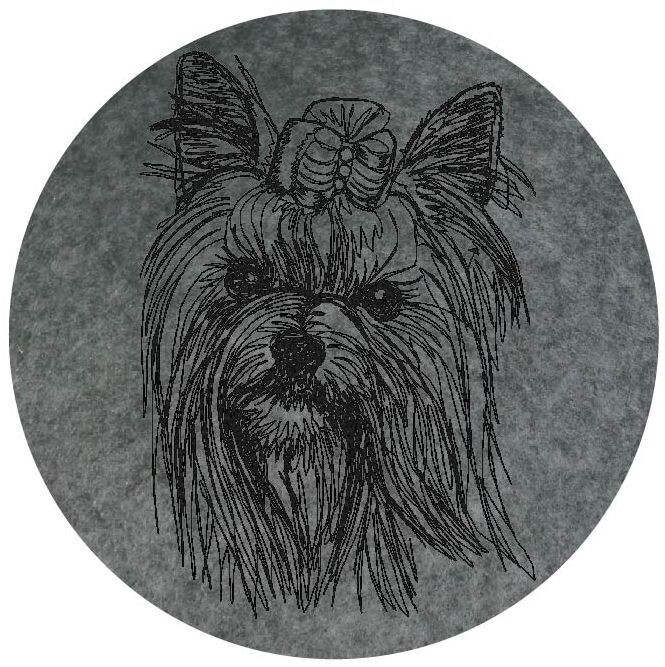 Filzuntersetzer für Gläser und Tassen - bestickt - Yorkshire Terrier