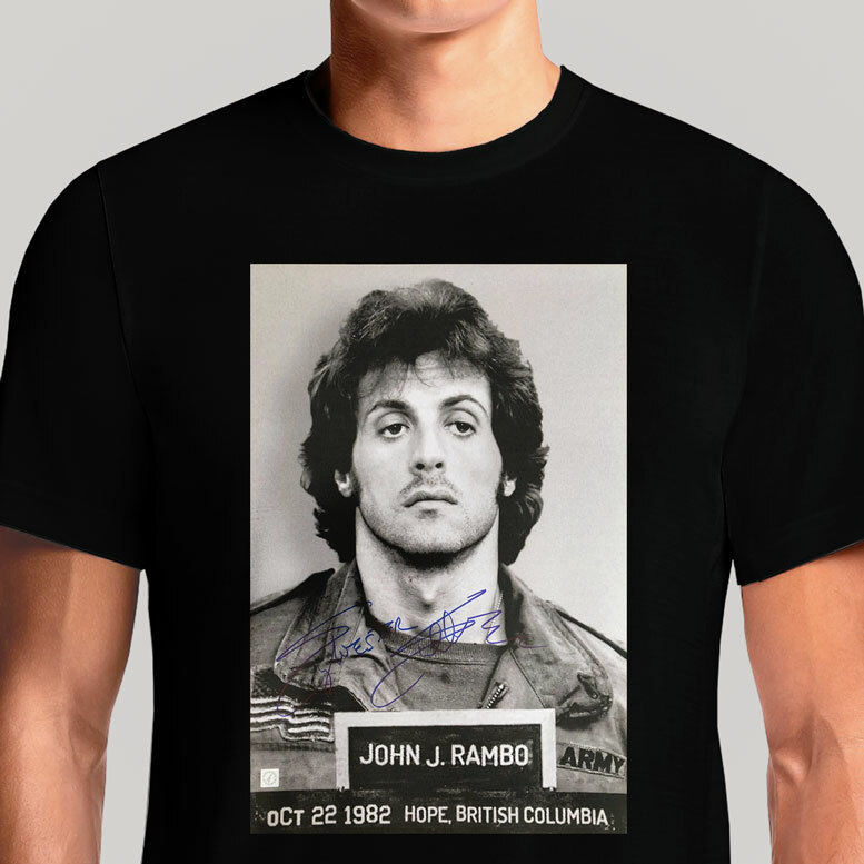 Sylvester Stallone John Rambo Mugshot T-Shirt Sly Tee