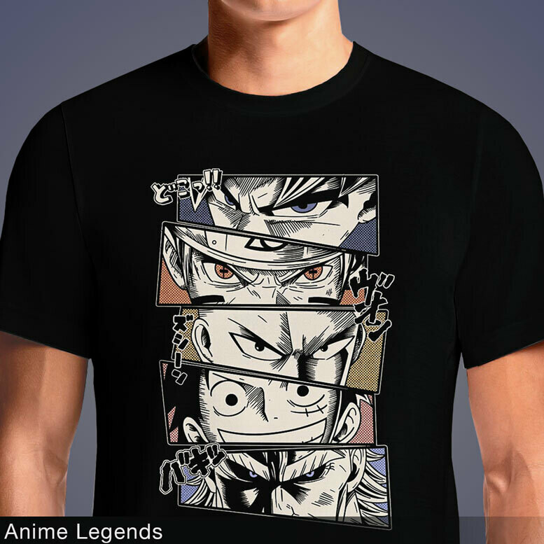 Anime Legends Goku Naruto Saitama Luffy Might T Shirt
