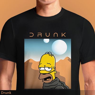 Drunk Homer Simpsons Dune Tee: Limited Edition | OSOM Intoxicated Homer: Dune Movie Mashup T-shirt | OSOM