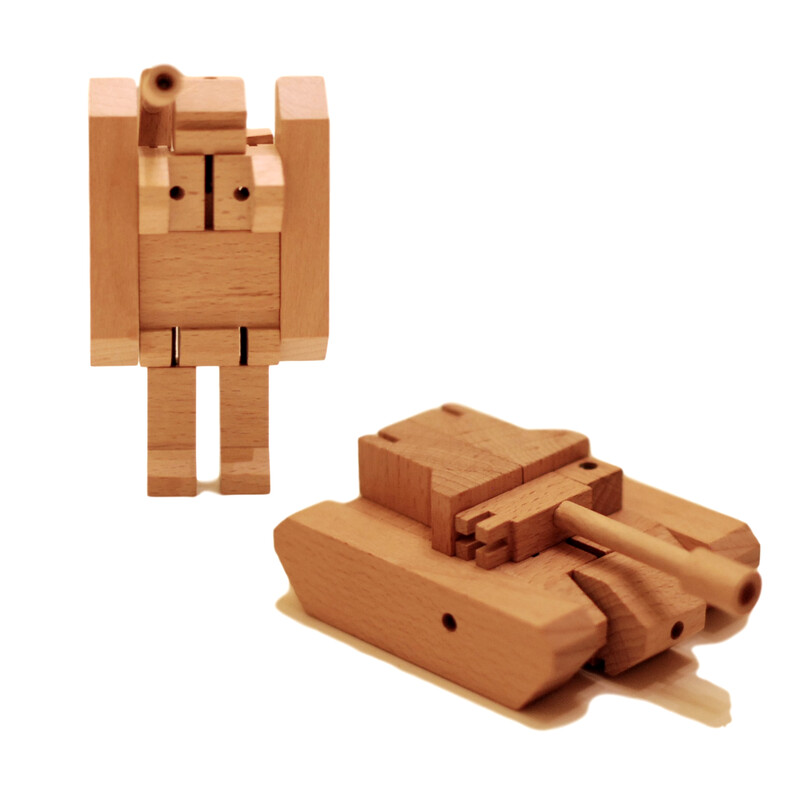WooBot - Wooden Robot Transforms into a Tank
