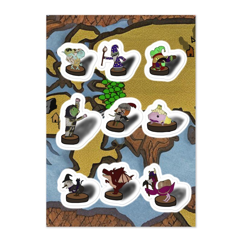 The Gang&#39;s D&amp;D Game Pieces Sticker sheet