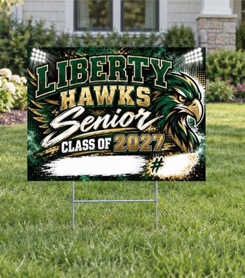 Liberty Hawks Stadium Lights Custom Senior Yard Sign