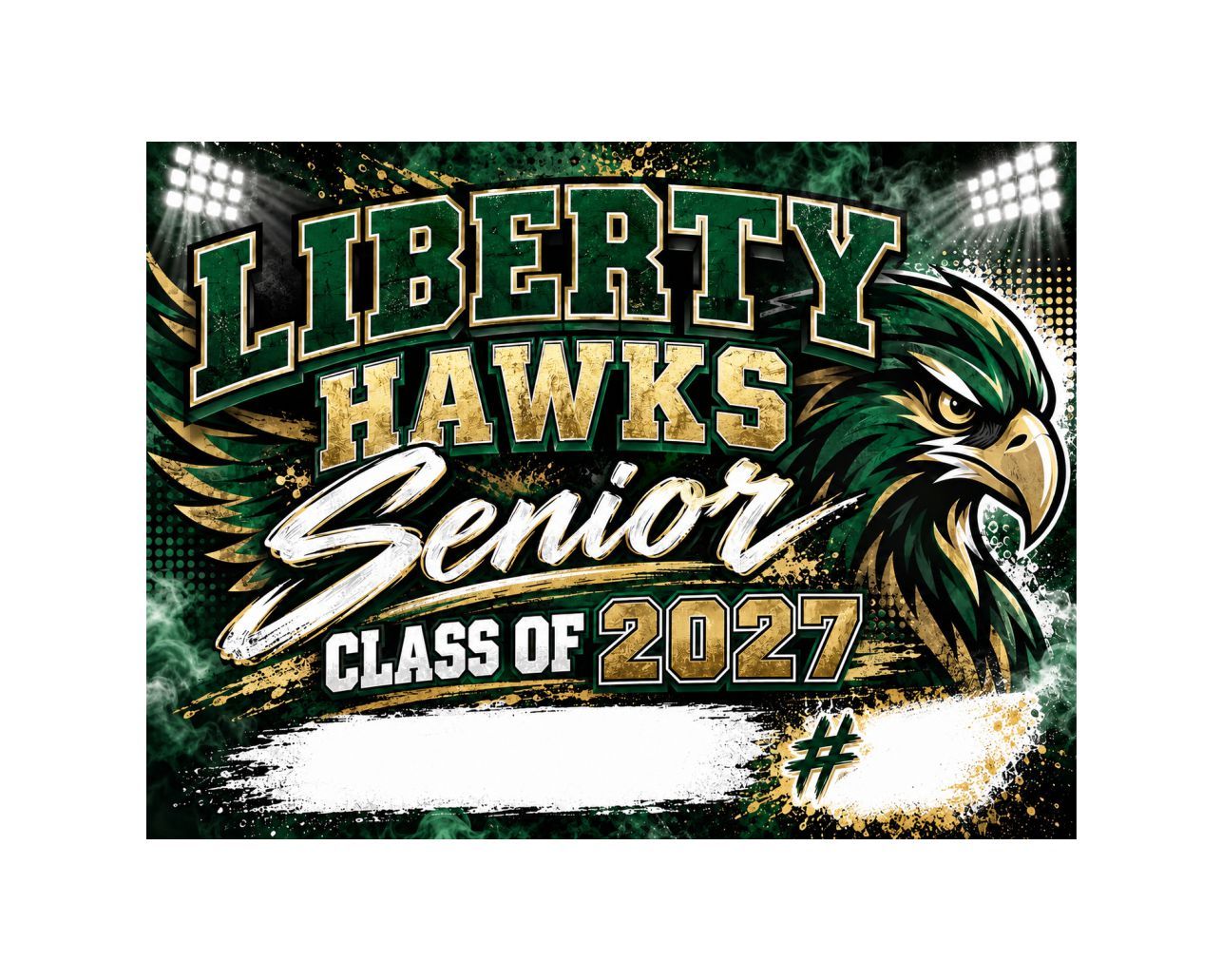 Liberty Hawks Stadium Lights Custom Senior Yard Sign