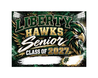Liberty Hawks Stadium Lights Custom Senior Yard Sign
