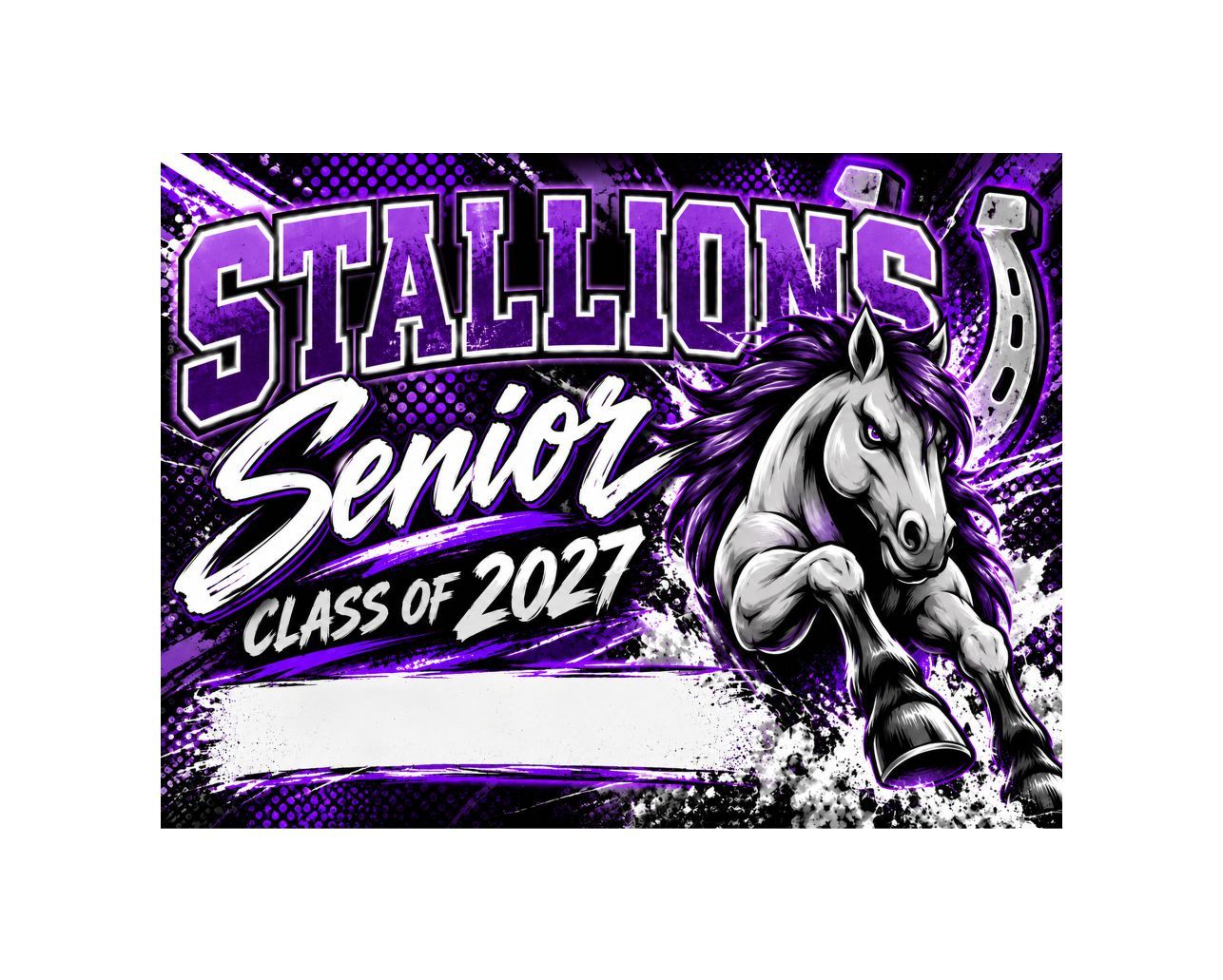 Madera Stallions Horseshoe Rush Custom Senior Yard Sign