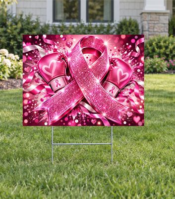 Breast Cancer Fight Strong Glitter Yard Sign