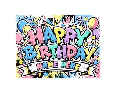Pastel Comic Happy Birthday Custom Yard Sign