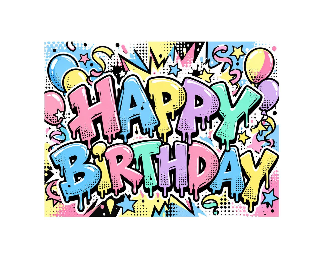 Pastel Comic Happy Birthday Yard Sign