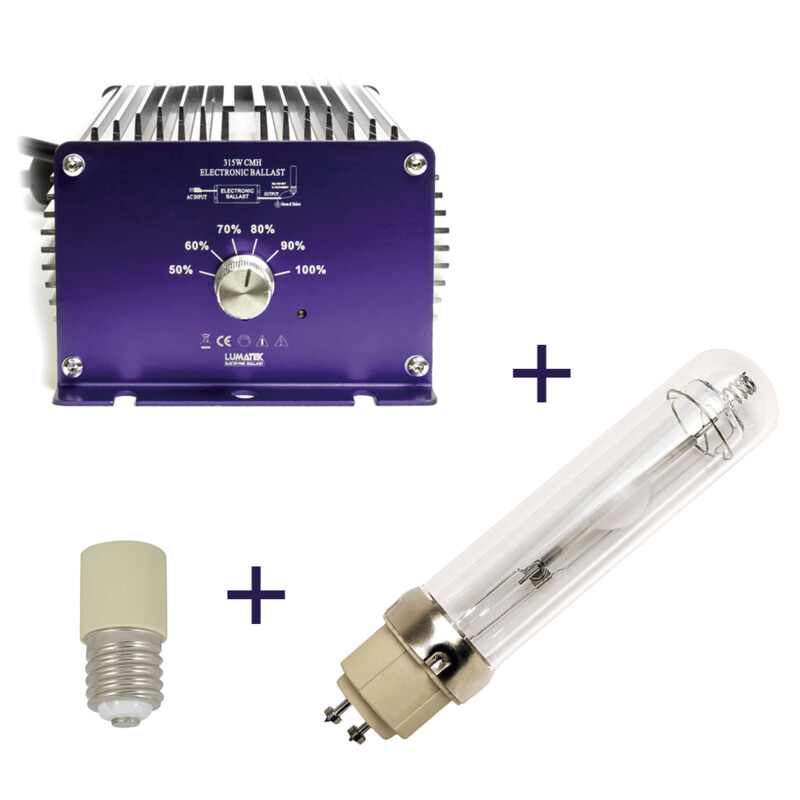 KIT BALLAST LUMATEK 315W CHM LEC CON LAMPADA CMH 315W/930 3100K E ADATTATORE PORTALAMPADA