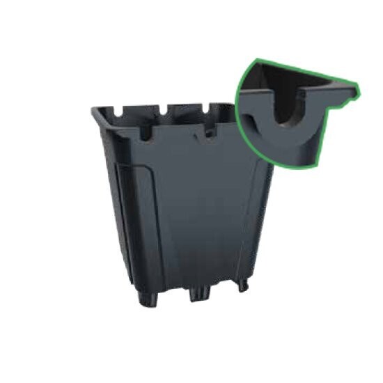 GREENVASS - VASO QUADRO 10L CON PIEDI E SUPPORTO TUBI | 24,7x24,7x26h cm