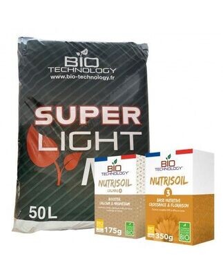 KIT PRONTO ALL'USO (SUPER LIGHT MIX 50L +NUTRISOIL 3/ 350GR + CALMAG 175GR)