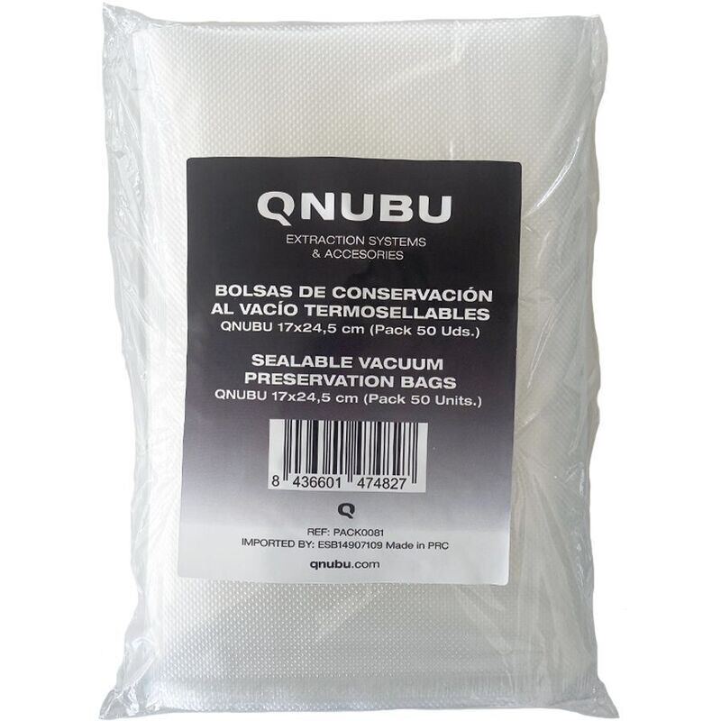 QNUBU - SACCHETTO TERMOSALDABILE PER MACCHINA SOTTOVUOTO 17x24,5cm 50pz