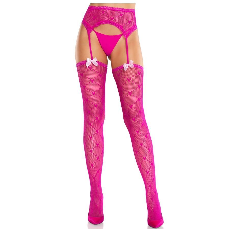 LEG AVENUE - CALZE A CUORE CON GIARRETTIERE MAGENTA LEG AVENUE - CALZE A CUORE CON GIARRETTIERE MAGENTA