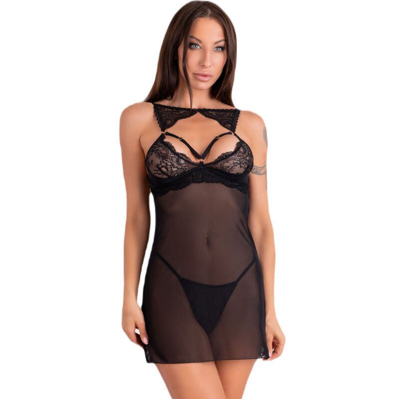LIVCO CORSETTI FASHION - KROLINA LC 90734 CHEMISE + PERIZOMA NERO L/XL LIVCO CORSETTI FASHION - KROLINA LC 90734 CHEMISE + PERIZOMA NERO L/XL