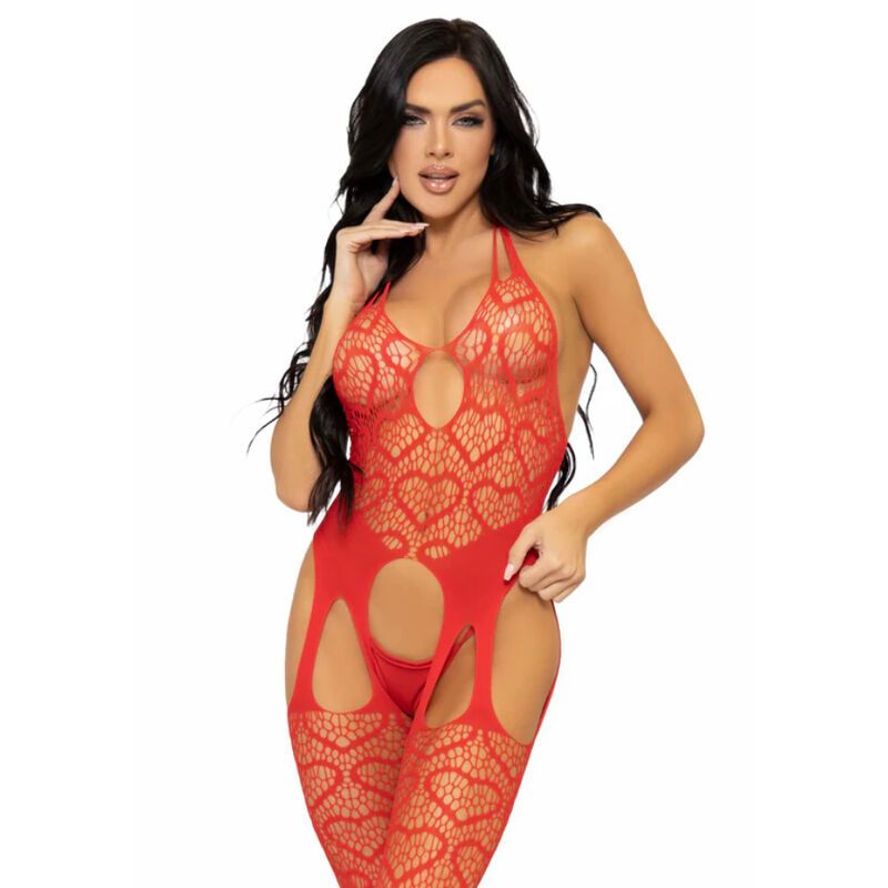 LEG AVENUE - BODYSTOCKING CON RETE TAGLIA UNICA - ROSSO LEG AVENUE - BODYSTOCKING CON RETE TAGLIA UNICA - ROSSO