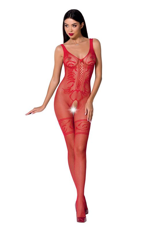 PASSION - WOMAN BS069 BODYSTOCKING ROSSO TAGLIA UNICA