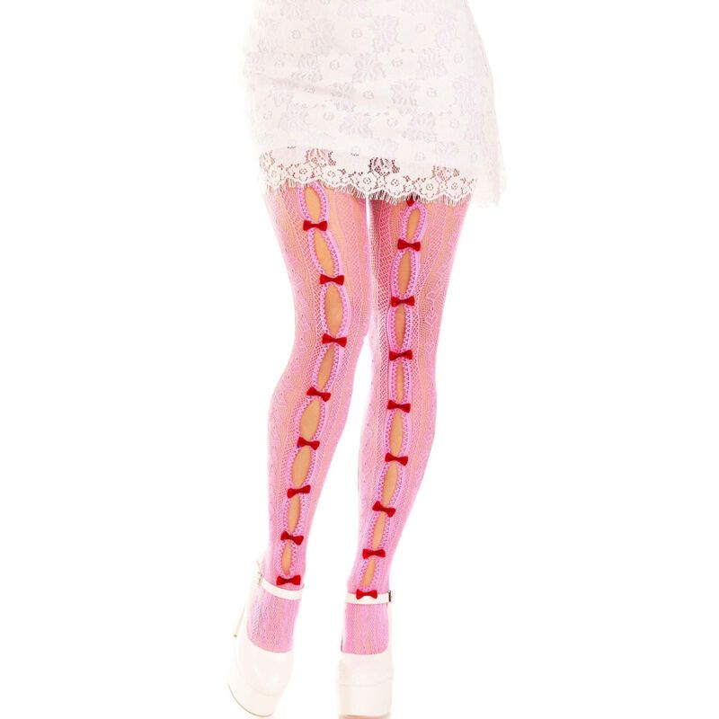 LEG AVENUE - CALZE CON APERTURE CUORE E FIOCCHI ROSA LEG AVENUE - CALZE CON APERTURE CUORE E FIOCCHI ROSA
