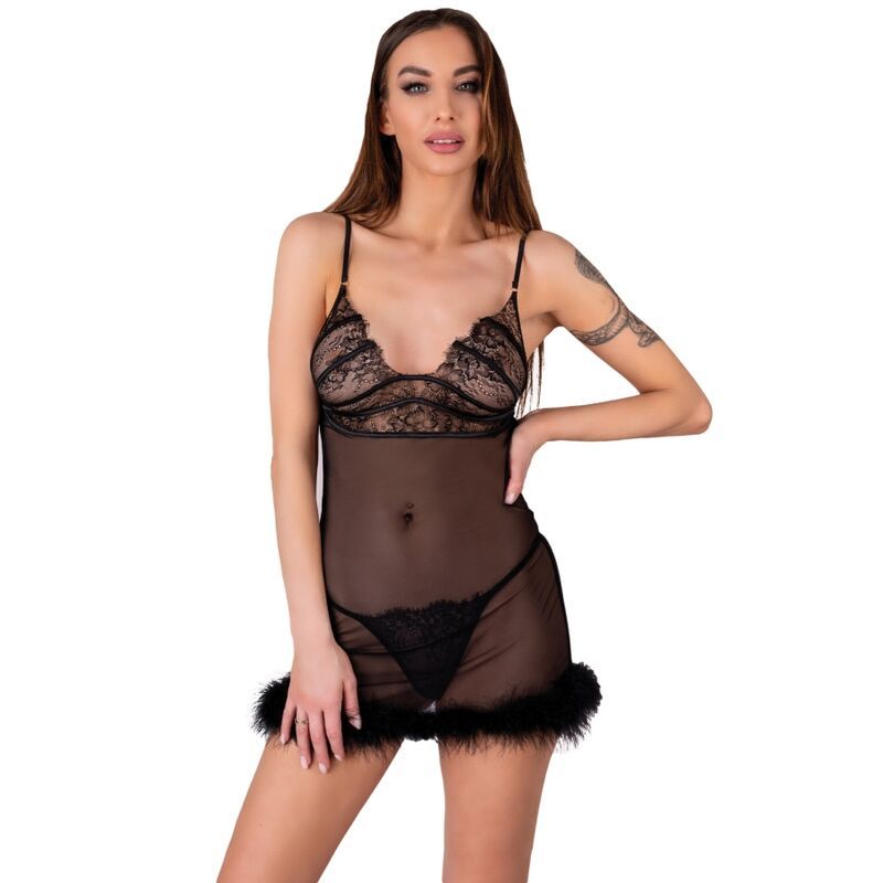 LIVCO CORSETTI FASHION - SET ZERUNAM BABYDOLL + PERIZOMA NERO LIVCO CORSETTI FASHION - SET ZERUNAM BABYDOLL + PERIZOMA NERO