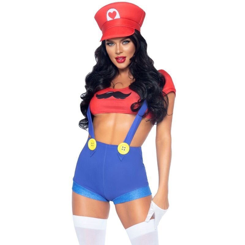 LEG AVENUE - COSTUME SEXY MARIO BROS ROSSO/BLU S LEG AVENUE - COSTUME SEXY MARIO BROS ROSSO/BLU S