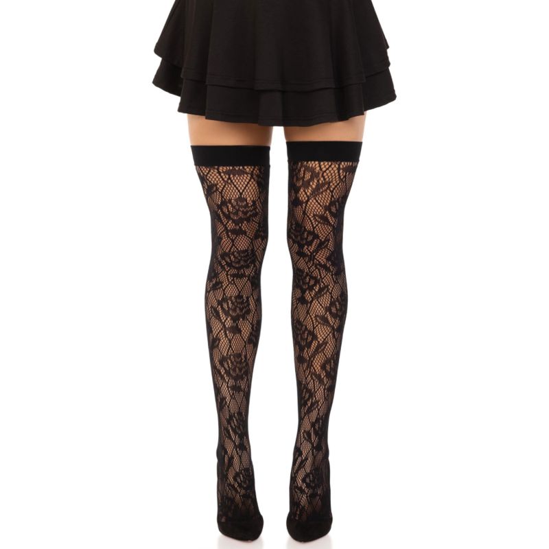 LEG AVENUE - ROSE SELVATICHE NET STOCK NERO LEG AVENUE - ROSE SELVATICHE NET STOCK NERO