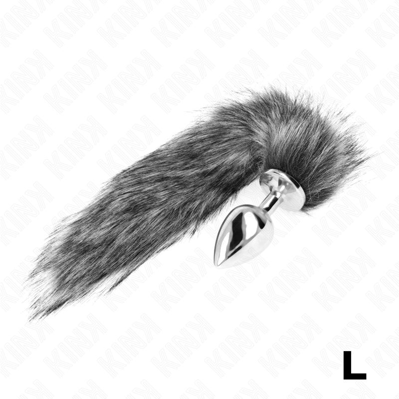 KINK - PLUG ANALE MISURA L 10 X 4 CM CON CODA SINTETICA 40 CM GRIGIO KINK - PLUG ANALE MISURA L 10 X 4 CM CON CODA SINTETICA 40 CM GRIGIO