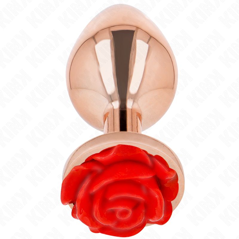 KINK - PLUG ANALE IN ORO ROSA CON ROSA ROSSA L KINK - PLUG ANALE IN ORO ROSA CON ROSA ROSSA L