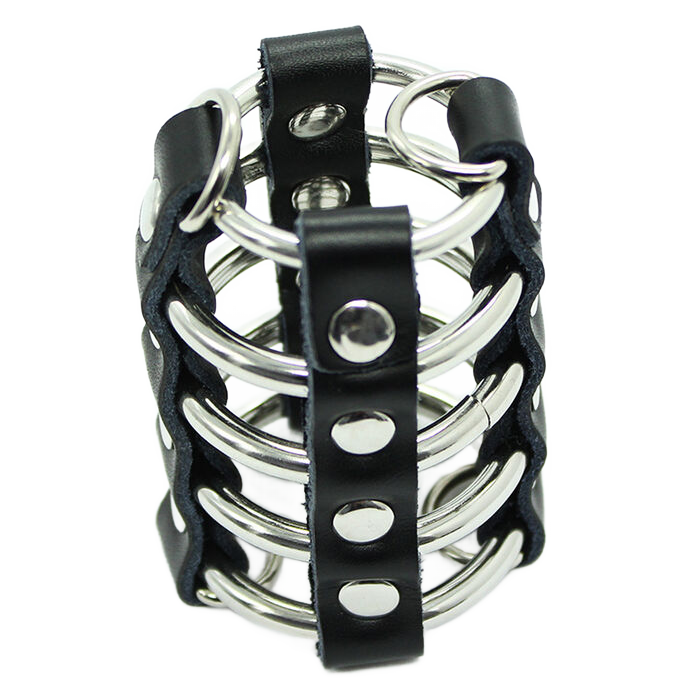 OHMAMA FETISH - GABBIA PER PENE CON ANELLI IN METALLO E CINTURINI IN PELLE OHMAMA FETISH - GABBIA PER PENE CON ANELLI IN METALLO E CINTURINI IN PELLE