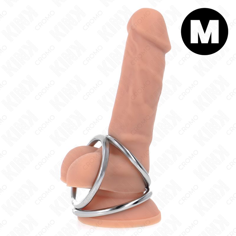 KINK - ANELLO PER PENE IN METALLO CROMATO TRIPLO DA 3,8 CM A 5 CM MODELLO 2 KINK - ANELLO PER PENE IN METALLO CROMATO TRIPLO DA 3,8 CM A 5 CM MODELLO 2