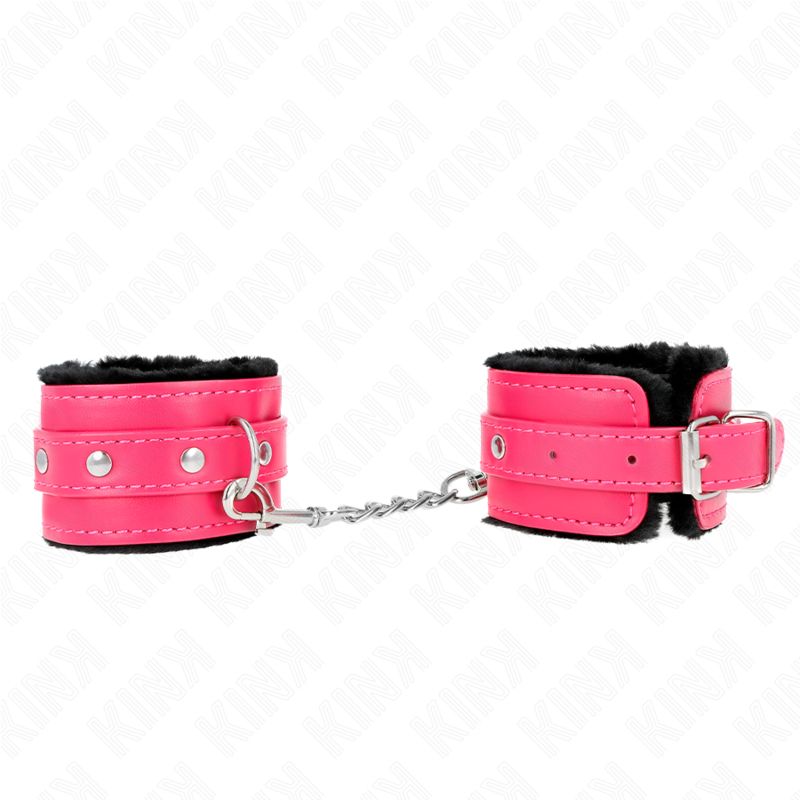 KINK - POGGIPOLSI PREMIUM FODERATI IN PELLICCIA NERI CON CINTURA ROSA LAMPONE REGOLABILE 17-29 CM X 6 CM KINK - POGGIPOLSI PREMIUM FODERATI IN PELLICCIA NERI CON CINTURA ROSA LAMPONE REGOLABILE 17-29 CM X 6 CM