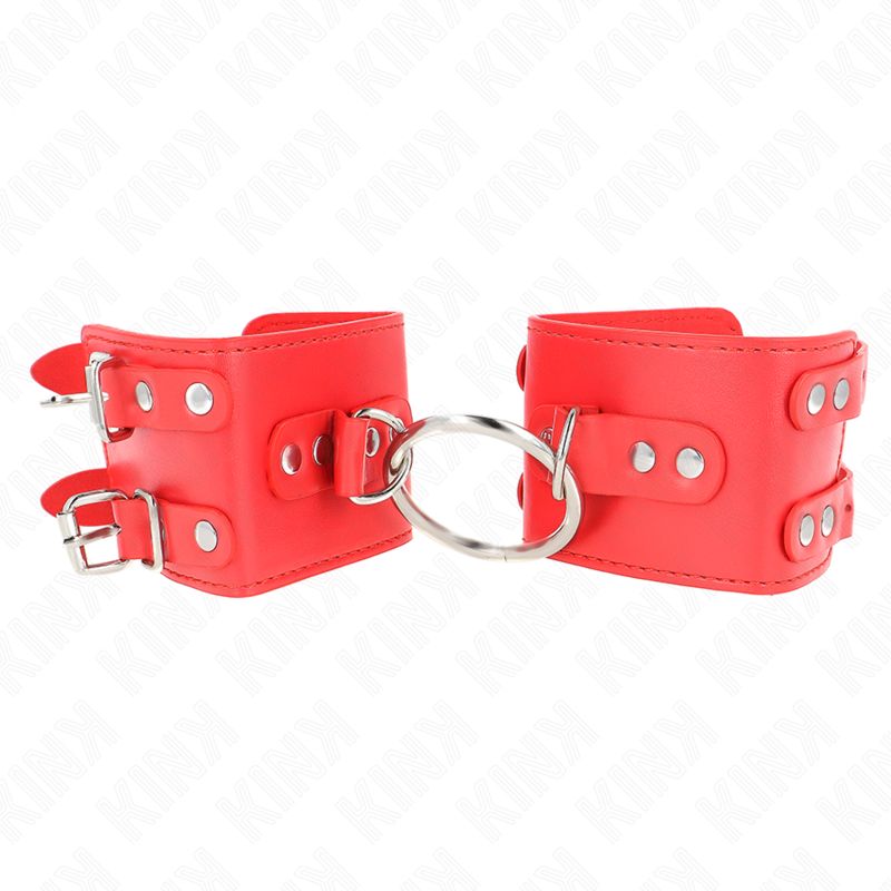 KINK - POLSO FISSO CON ANELLO E BORCHIE REGOLABILE ROSSO 17-22 CM X 6,5 CM KINK - POLSO FISSO CON ANELLO E BORCHIE REGOLABILE ROSSO 17-22 CM X 6,5 CM