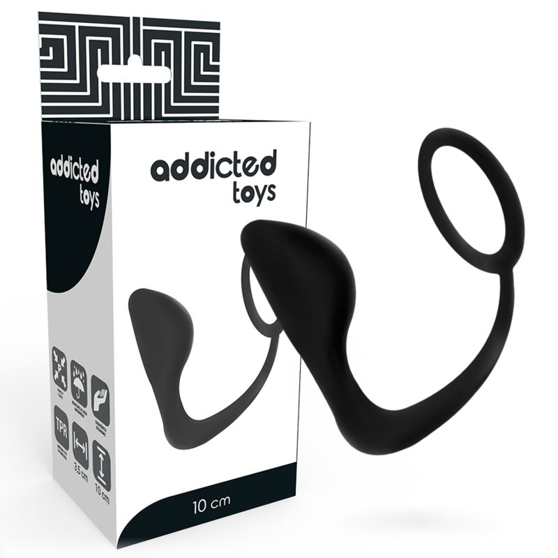 ADDICTED TOYS - PLUG ANALE CON ANELLO PENE NERO ADDICTED TOYS - PLUG ANALE CON ANELLO PENE NERO