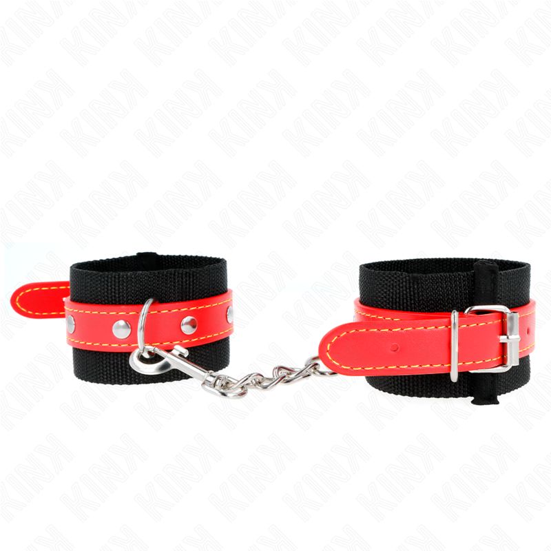 KINK - RESISTENZA DA POLSO IN NYLON NERO CON SIMILPELLE ROSSO REGOLABILE 19-24 CM X 5,5 CM KINK - RESISTENZA DA POLSO IN NYLON NERO CON SIMILPELLE ROSSO REGOLABILE 19-24 CM X 5,5 CM