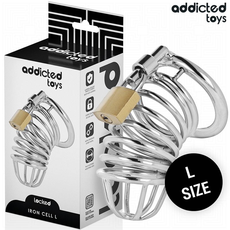ADDICTED TOYS LOCKED - GABBIA PER PENE IN METALLO CON CELLULE DI FERRO 5 CM TAGLIA L ADDICTED TOYS LOCKED - GABBIA PER PENE IN METALLO CON CELLULE DI FERRO 5 CM TAGLIA L