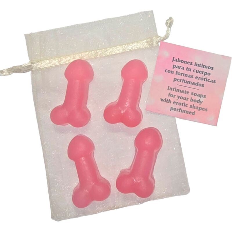 DIABLO PICANTE - 4 MINI SAPONI PROFUMATI A FORMA DI PENE ROSA DIABLO PICANTE - 4 MINI SAPONI PROFUMATI A FORMA DI PENE ROSA
