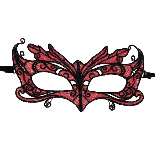 QUEEN LINGERIE - MASCHERA IN PIZZO CON DETTAGLI ROSSI QUEEN LINGERIE - MASCHERA IN PIZZO CON DETTAGLI ROSSI