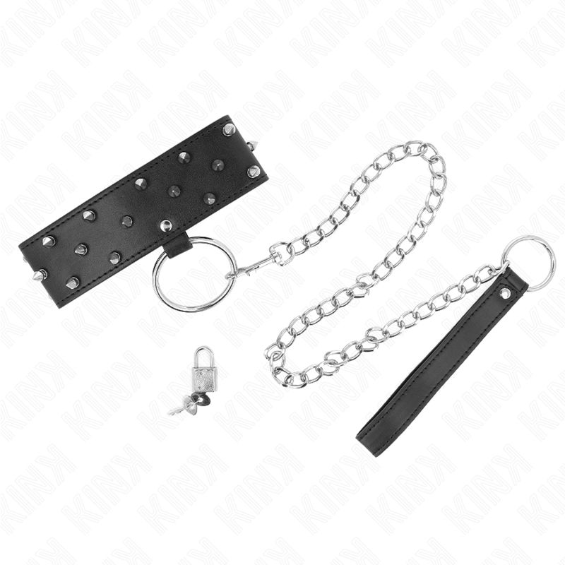 KINK - COLLANA CON GUINZAGLIO 65 CM CON BORCHIE IN ARGENTO MODELLO 5 REGOLABILE 36-43 CM X 5 CM KINK - COLLANA CON GUINZAGLIO 65 CM CON BORCHIE IN ARGENTO MODELLO 5 REGOLABILE 36-43 CM X 5 CM
