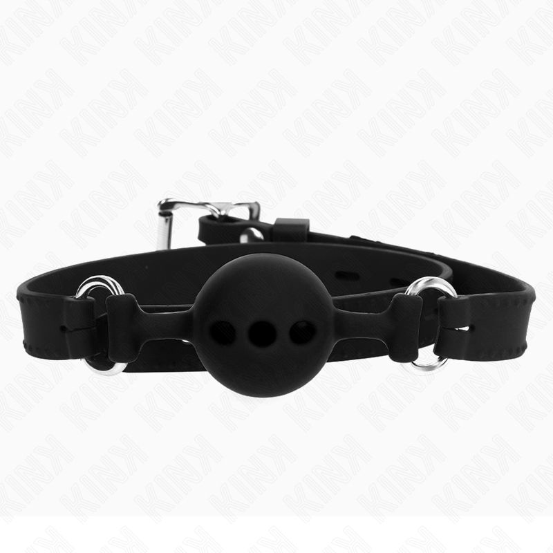 KINK - BAVAGLIO IN SILICONE INTERO 55 x 2 CM CON SFERA DA 4 CM MISURA S NERO REGOLABILE 35-51 CM KINK - BAVAGLIO IN SILICONE INTERO 55 x 2 CM CON SFERA DA 4 CM MISURA S NERO REGOLABILE 35-51 CM