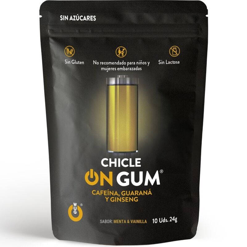 WUG GUM - ON CAFFEINE, GINSENG AND GUARANA GUM 10 UNITS WUG GUM - ON CAFFEINE, GINSENG AND GUARANA GUM 10 UNITS