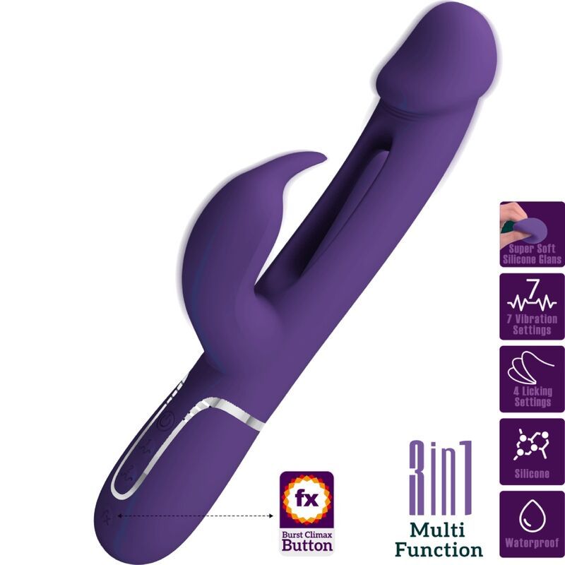 PRETTY LOVE - VIBRATORE MULTIFUNZIONE KAMPAS RABBIT 3 IN 1 CON LINGUA VIOLA PRETTY LOVE - VIBRATORE MULTIFUNZIONE KAMPAS RABBIT 3 IN 1 CON LINGUA VIOLA