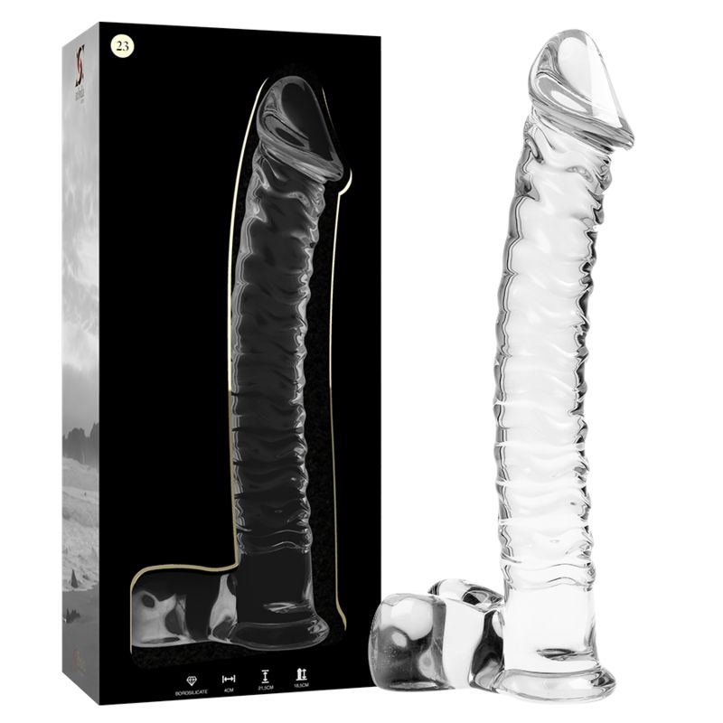 NEBULA SERIES BY IBIZA - MODELLO 23 DILDO IN VETRO BOROSILICATO TRASPARENTE 21.5 CM -O- 4 CM NEBULA SERIES BY IBIZA - MODELLO 23 DILDO IN VETRO BOROSILICATO TRASPARENTE 21.5 CM -O- 4 CM